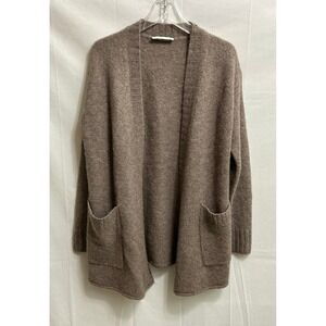 Everlane Oversized Alpaca Cardigan Taupe Brown Wool Blend Open Front Medium